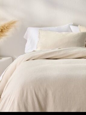 King Heavyweight Linen Blend Duvet Cover & Sham Set Natural - Casaluna Target